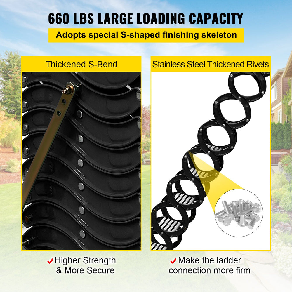 Vevor Attic Ladder 12 Steps 9.8' Alloy Folding S-Bent Skeleton Stainless Steel 660 Lbs Capacity New