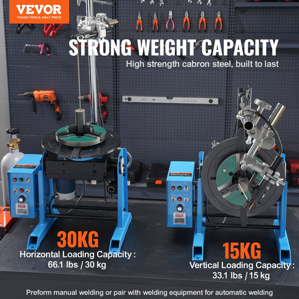 Vevor Welding Positioner Rotary 30 Kg Turntable 0-90° and 12.4" 3-Jaw Lathe Chuck 12 RPM New