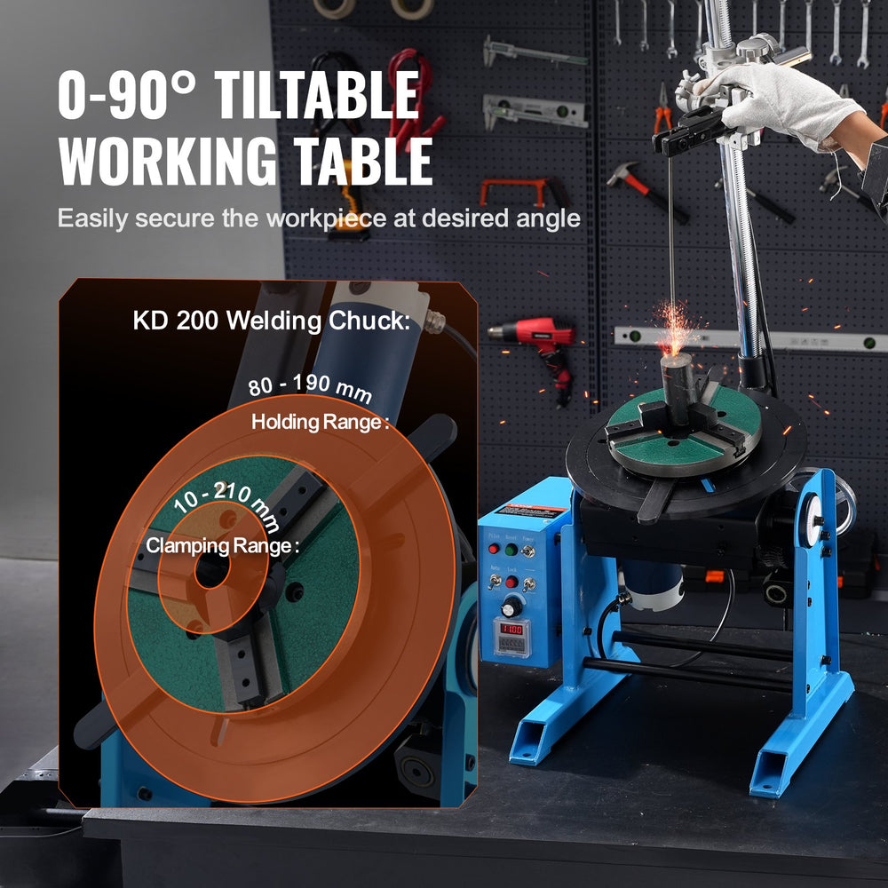 Vevor Welding Positioner Rotary 30 Kg Turntable 0-90° and 12.4" 3-Jaw Lathe Chuck 12 RPM New