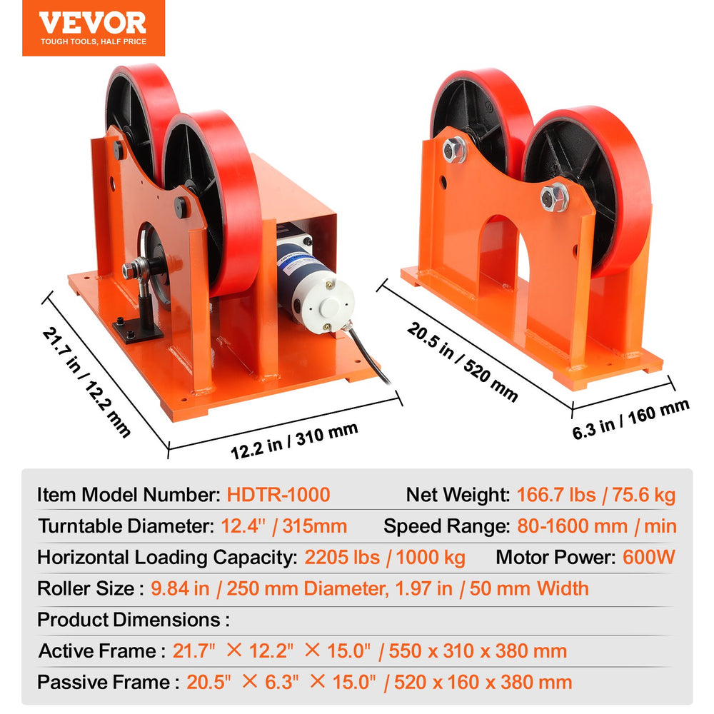 Vevor Turning Linkage Roller Welding Positioner 2205 lbs. Capacity 110V 600W 16000 RPM New