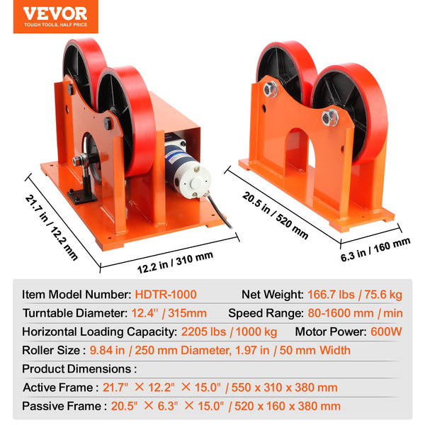 Vevor Turning Linkage Roller Welding Positioner 2205 lbs. Capacity 110 ...