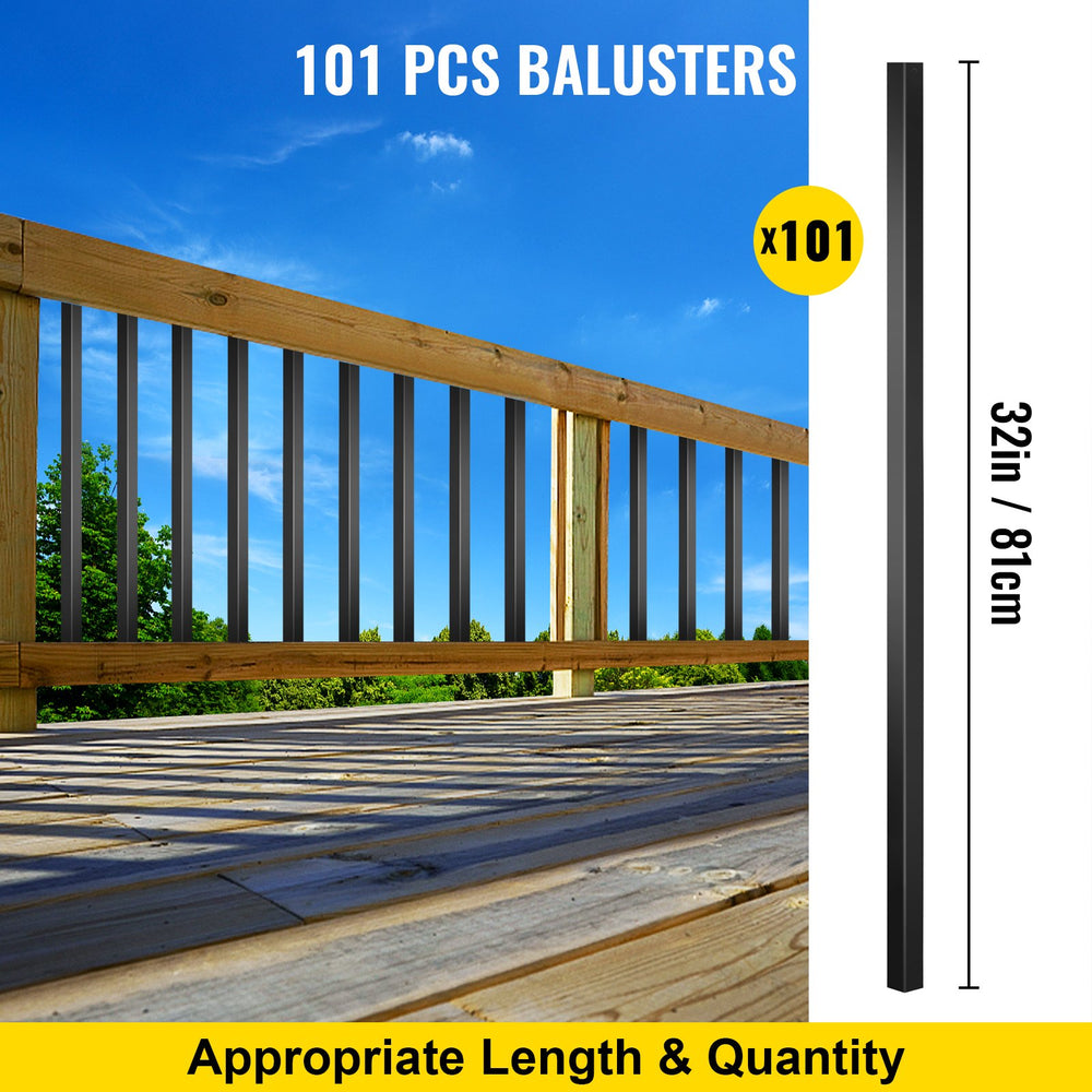 Vevor Deck Balusters 32" x 0.8" Metal Spindles for Railing 101 Pack Aluminum Alloy New