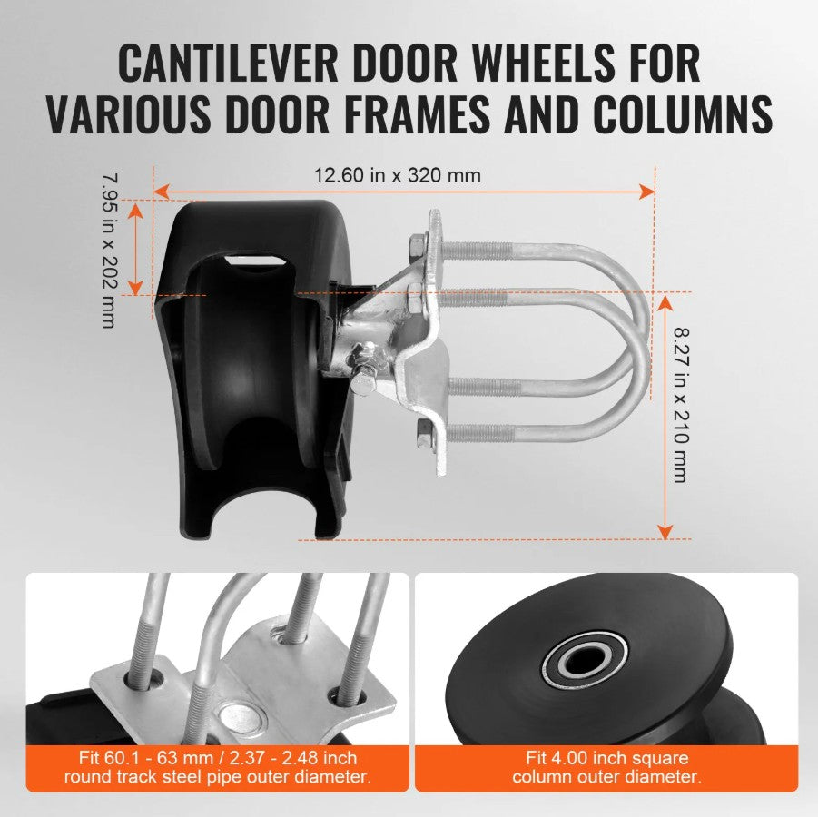 Vevor Sliding Gate Kit with 4 Nylon Wheels & Protective Covers U-Groove New