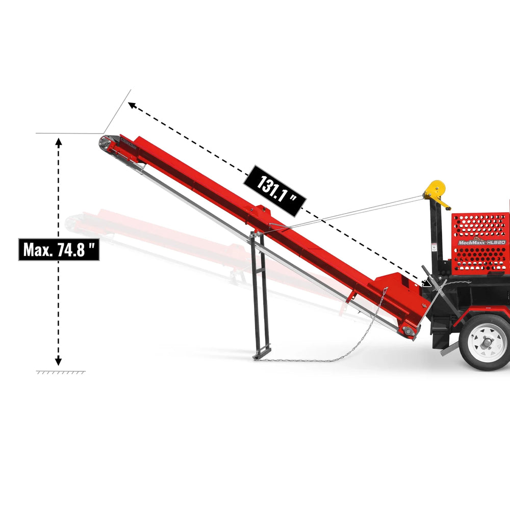 Firewood Log Splitter Processor with Conveyor,  20ton Splitting Force 24" x 15" Log Capacity,  18" Chainsaw,  HLS20