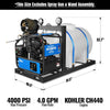 4000 PSI 4 GPM KOHLER E-Start Engine Hot Water Pressure Washer Skid Mounted with 245 Gal Tank,  HPW40KBT