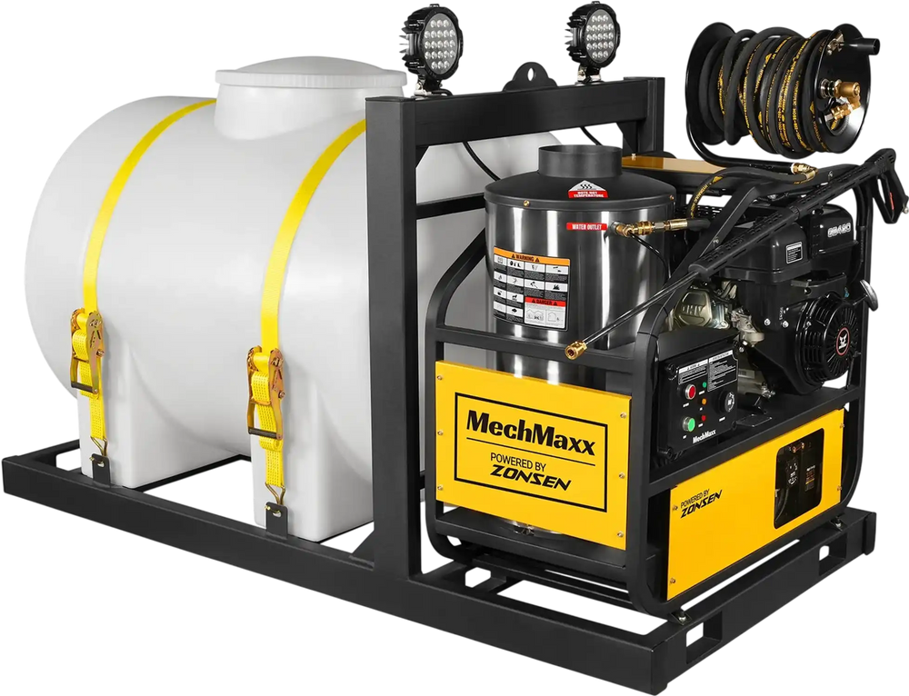 4000 PSI 4 GPM ZONSEN E-Start Engine Hot Water Pressure Washer Skid Mounted with 245 Gal Tank,  HPW40DBT