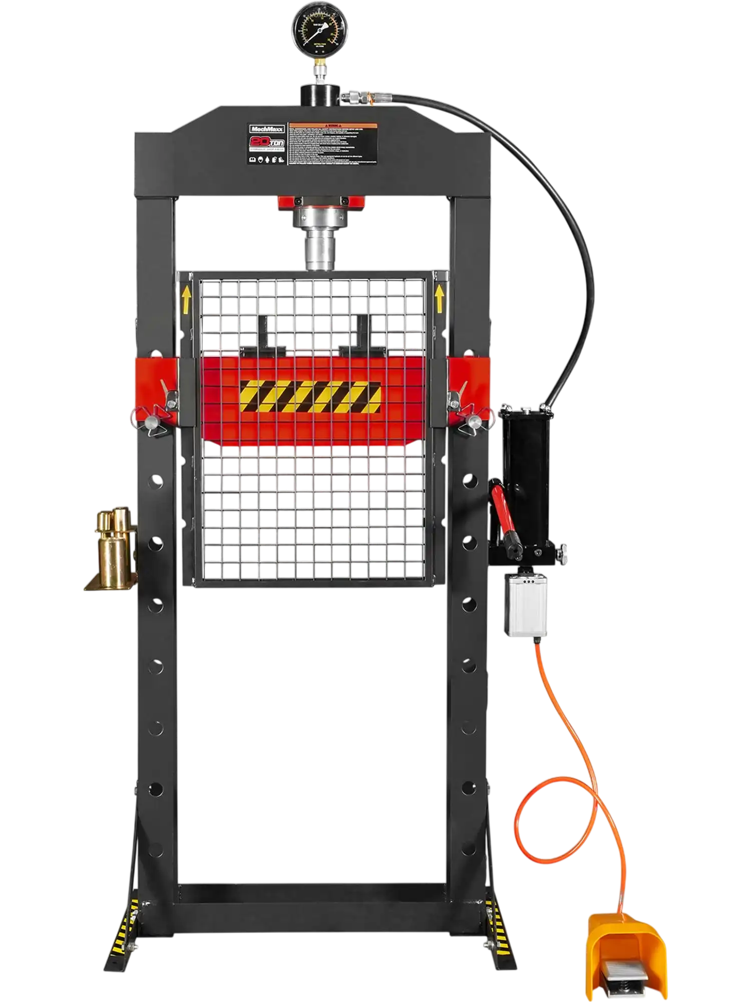 MechMaxx HSP20 Hydraulic Shop Press 20 Ton H-Frame Air/Hydraulic with Press Pin Kit Safety Guard Foot Pedal Control New