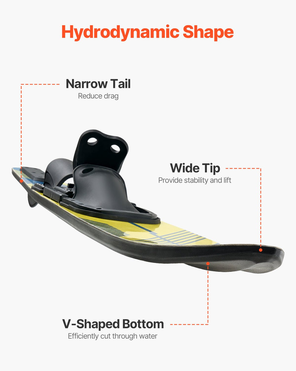 Vevor Water Skis Combo 67" 300 Lbs Capacity Adjustable X9 Bindings Rear Toe Plate for Adults New