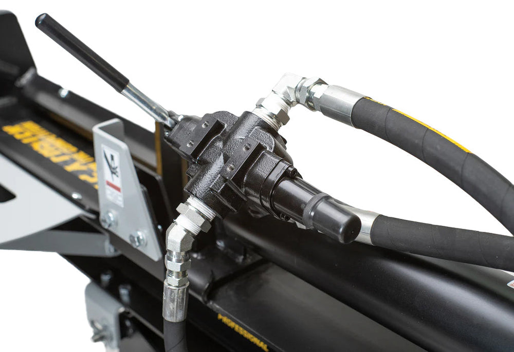 HyperSplit 25 Ton Log Splitter - hydraulic control valve and hose detail
