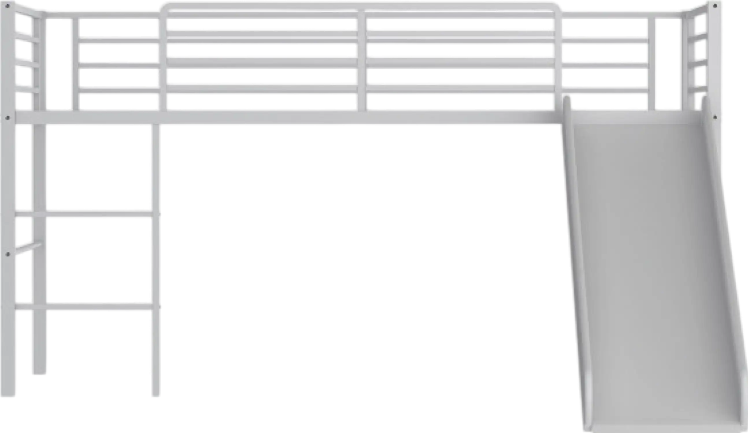 Costway Bed Frame Twin Metal Loft with Safety Guardrails and Slide Ladder New