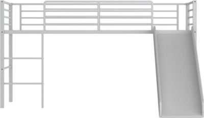Costway Bed Frame Twin Metal Loft with Safety Guardrails and Slide Ladder New