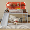 Costway Bed Frame Twin Metal Loft with Safety Guardrails and Slide Ladder New
