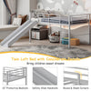Costway Bed Frame Twin Metal Loft with Safety Guardrails and Slide Ladder New