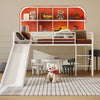 Costway Bed Frame Twin Metal Loft with Safety Guardrails and Slide Ladder New