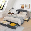 Costway Bed Frame Upholstered with Adjustable Headboard and 4 Storage Drawers New