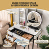 Costway Vanity Set with 3 Color Lighted Mirror and Cushioned Stool New