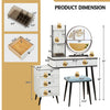 Costway Vanity Set with 3 Color Lighted Mirror and Cushioned Stool New