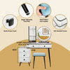 Costway Vanity Set with 3 Color Lighted Mirror and Cushioned Stool New