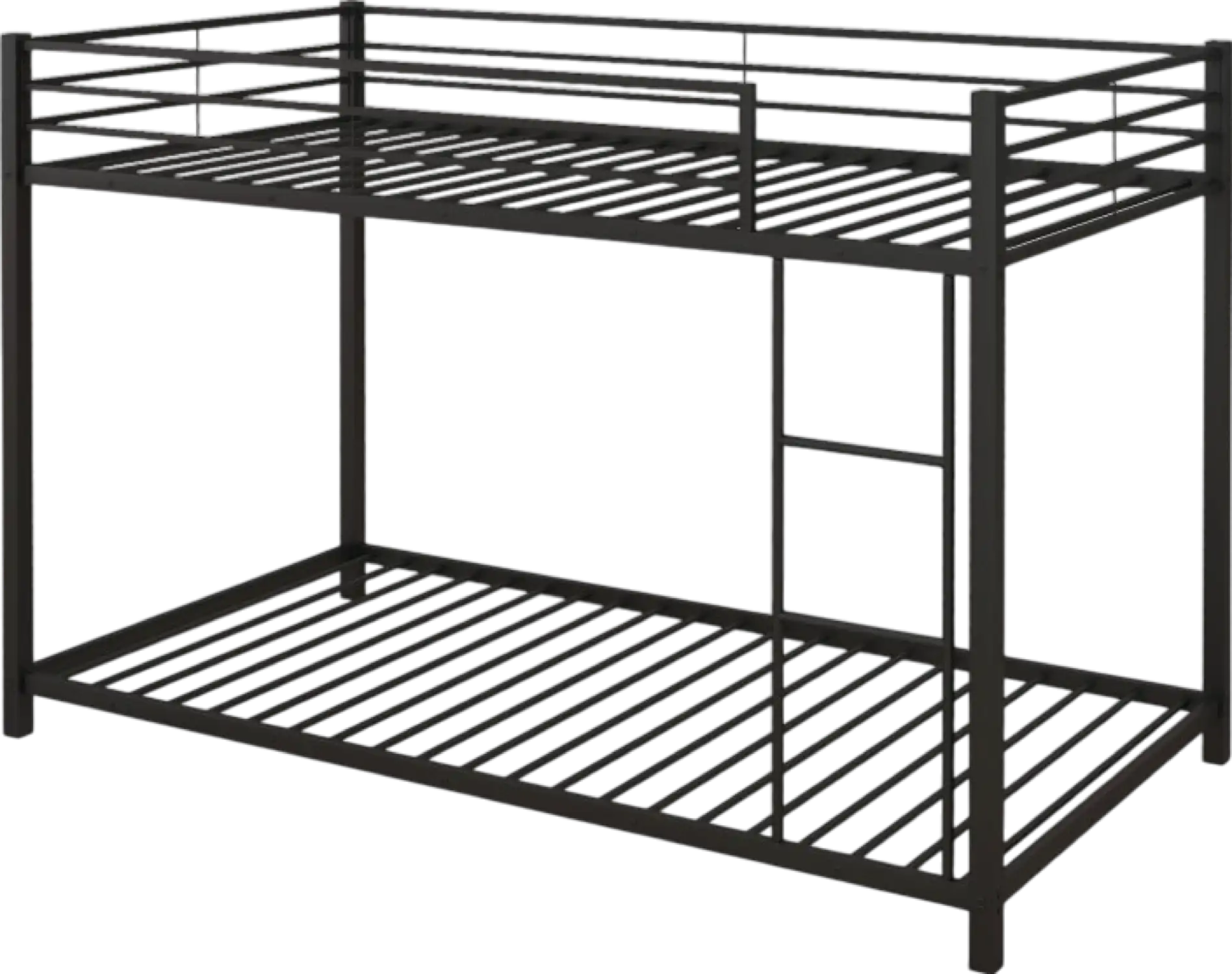 Costway Bed Frame Low Profile Twin Over Twin Bunk with Sturdy Metal Slats and Guardrail New
