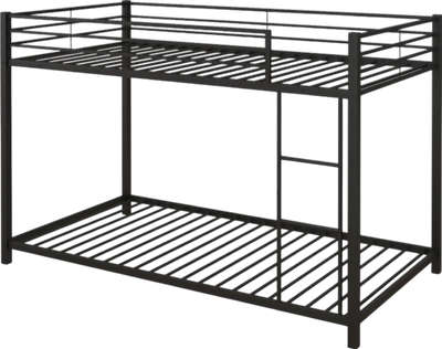 Costway Bed Frame Low Profile Twin Over Twin Bunk with Sturdy Metal Slats and Guardrail New