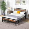 Full/Queen Industrial Bed Frame with Rustic Headboard and Footboard-Full Size - Gallery View 1 of 11