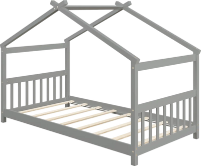 Costway Bed Frame Twin Size Wooden House Design with Roof for Kids Bedroom New