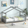 Costway Bed Frame Twin Size Wooden House Design with Roof for Kids Bedroom New