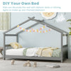Costway Bed Frame Twin Size Wooden House Design with Roof for Kids Bedroom New