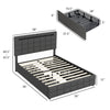 Costway Bed Frame with Upholstered Headboard LED Light Strip Storage Drawers and USB Ports New