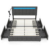 Costway Bed Frame with Upholstered Headboard LED Light Strip Storage Drawers and USB Ports New