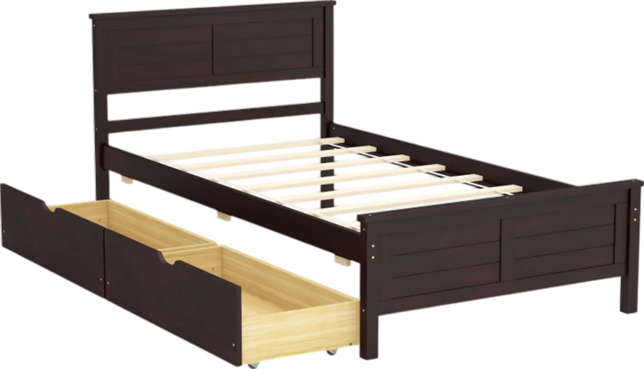 Costway Bed Frame Twin Size with Storage Drawers and Solid Wood Headboard New