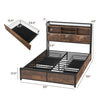 Costway Bed Frame with Bookcase Headboard Charging Station and Storage Drawers New