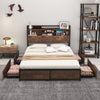 Costway Bed Frame with Bookcase Headboard Charging Station and Storage Drawers New