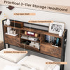 Costway Bed Frame with Bookcase Headboard Charging Station and Storage Drawers New