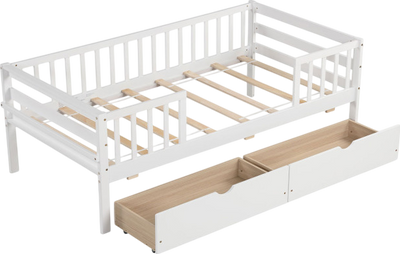 Costway Bed Frame Twin Daybed with Fence Rails and 2 Storage Drawers New