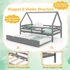 Costway Bed Frame Twin Size House with Trundle Fence Rail and Roof Design New