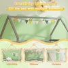 Costway Bed Frame Twin Size House with Trundle Fence Rail and Roof Design New