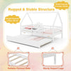 Costway Bed Frame Twin Size House with Trundle Fence Rail and Roof Design New