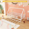 Costway Bed Frame Twin Size House with Trundle Fence Rail and Roof Design New