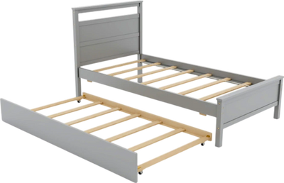 Costway Wooden Bed Frame Twin Size with Trundle 200 Lbs Capacity for Teens and Adults New