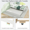 Costway Wooden Bed Frame Twin Size with Trundle 200 Lbs Capacity for Teens and Adults New