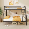 Costway Bed Frame Twin Over Full Metal Bunk with Ladder and Safety Guardrails New