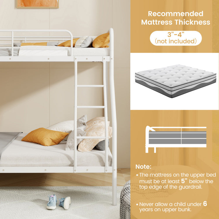 Costway Bed Frame Twin Over Full Metal Bunk with Ladder and Safety Guardrails New