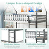 Costway Bed Frame Twin Over Twin Bunk with House Roof Fence and Ladder New
