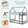 Costway Bed Frame Twin Over Twin Bunk with House Roof Fence and Ladder New
