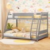 Costway Bed Frame Twin Over Full Low Bunk Convertible with Guardrails and Reversible Ladder New