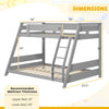Costway Bed Frame Twin Over Full Low Bunk Convertible with Guardrails and Reversible Ladder New
