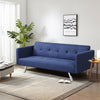 Costway Convertible Futon Sofa 3 Seat Linen With USB And Powerstrip Blue New