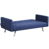 Costway Convertible Futon Sofa 3 Seat Linen With USB And Powerstrip Blue New