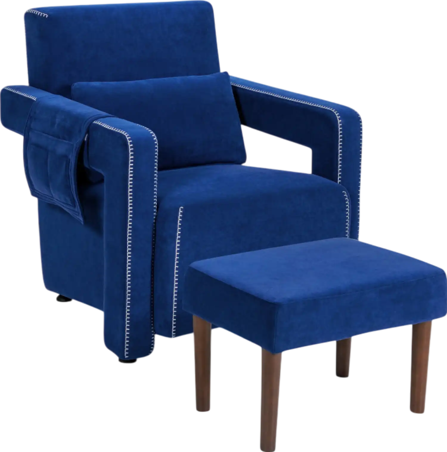 Costway Accent Chair Modern Berber Fleece with Ottoman and Wood Frame New